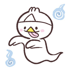 白い鳥のお化けのイラスト