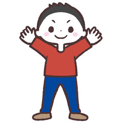万歳する活発な男の子のイラスト