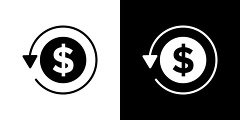 Refund icon in solid flat trendy design style.