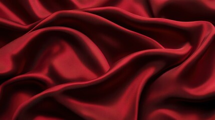 Red silk fabric close-up with smooth texture, elegant background, luxury textile, rich color, draped material for fashion, design, and interior projects.