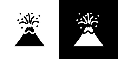 Volcano eruption icon in solid flat trendy design style.