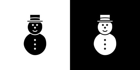 Snowman icon in solid flat trendy design style.