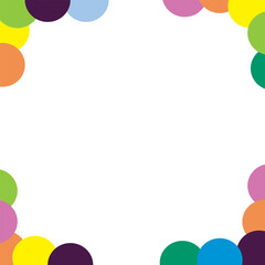 Aesthetic frame with a white background decorated with colorful semi-circular shapes