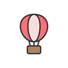 Stylized Hot Air Balloon Illustration On Transparent Display For Projects