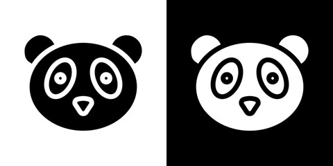 Panda icon in solid flat trendy design style.