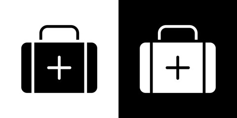 Medical kit icon in solid flat trendy design style.