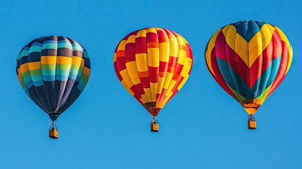 Naklejka premium Helium balloons in vibrant hues gently drifting across a clear summer sky