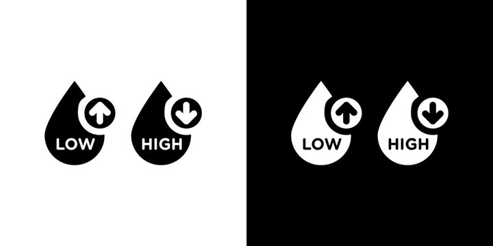 Low and high cholesterol icon in solid flat trendy design style.