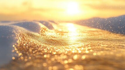 Golden Hour Ocean Sunset Sparkling Waves and Warm Light