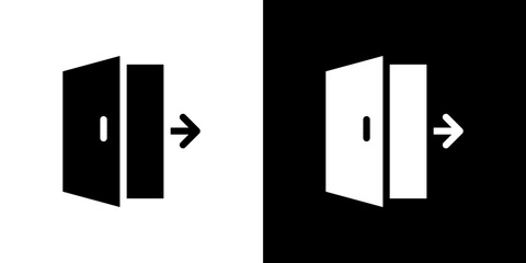 Exit icon in solid flat trendy design style.