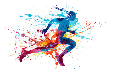 Colorful runner silhouette, abstract sports design