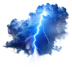 Powerful Lightning Strike Illuminating Dark Storm Clouds Against a Black Background for Dramatic Impact