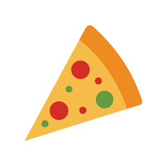 Isolated pizza slice with colorful toppings on a white background for food illustrations