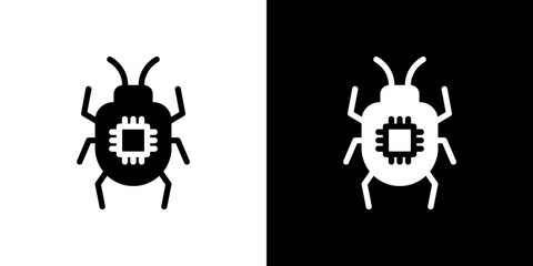 Computer bug icon in solid flat trendy design style.