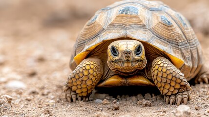 Naklejka premium Yellow-footed Tortoise Close-up, Desert Reptile