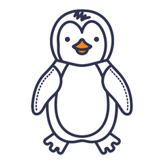 Obraz premium Penguin Line Icon for Children's Apps, Arctic Education, Winter Themes and Animal Design Projects