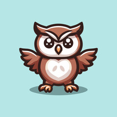 Mascot owl cartoon vector art for modern animal logo, creative character illustration, fantasy clipart, wildlife symbol, predator design, fluffy adorable bird icon, nocturnal education magic hunting
