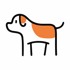 illustration of various animals with orange line art concept