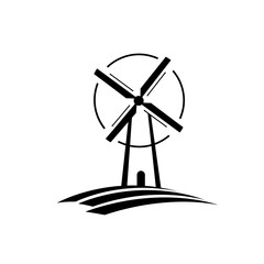 Obraz premium Windmill Silhouette: A striking silhouette of a traditional windmill, evoking a sense of history and sustainable energy in a clean, graphic design.