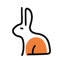 illustration of various animals with orange line art concept
