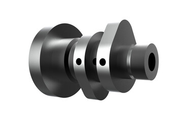 Silver Metal Camshaft with Multiple Lobes for Engine Valve Actuation, Engine Part: Camshaft with Eccentric Machined Camshaft for Controlling the Timing of Internal Combustion, Automotive on a PNG