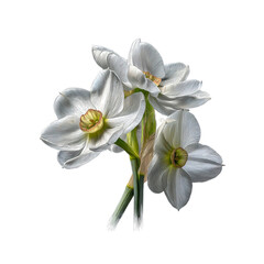 Fototapeta premium Elegant Bouquet of White Daffodils on white background