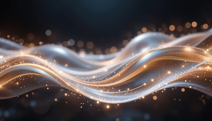 Luminous Waves: Golden and Silver Threads with Bokeh Lights on D