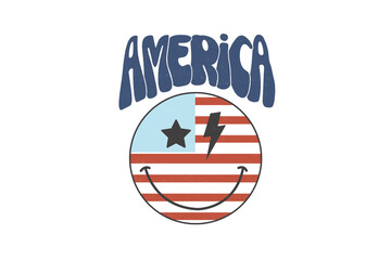 America - Smile Emblem 4th of July Sublimation Design