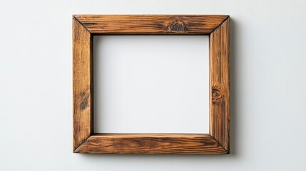 Empty Wooden Frame on White Background for Artistic Display