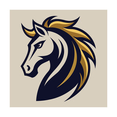Elegant horse head illustration in a modern and stylized design for logo or branding