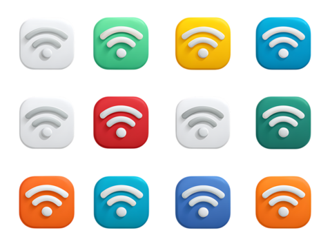 Clean Vector WiFi Icon Set with Signal Bars