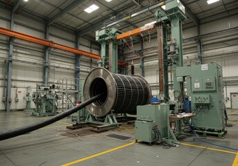 Fototapeta premium Industrial High Voltage Cable Testing A Comprehensive Factory Acceptance Test in Progress