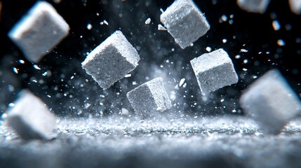 Floating Cubes and Debris in Dark Background