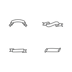 Hand drawn ribbon banners vector set Collection of elegant vintage flags.