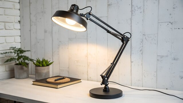 Adjustable Black Desk Lamp with Flexible Arm for Office and Home Use