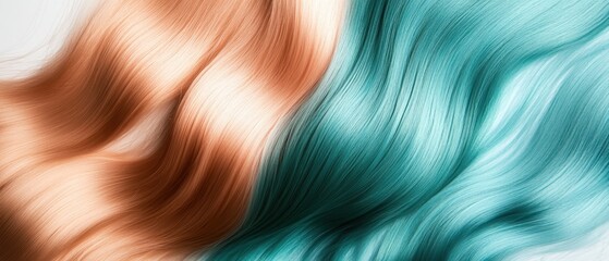 Hair strands in vibrant colors blending together with silky texture showcasing beauty trends in hair coloring and modern hairstyles for creative styling inspiration.