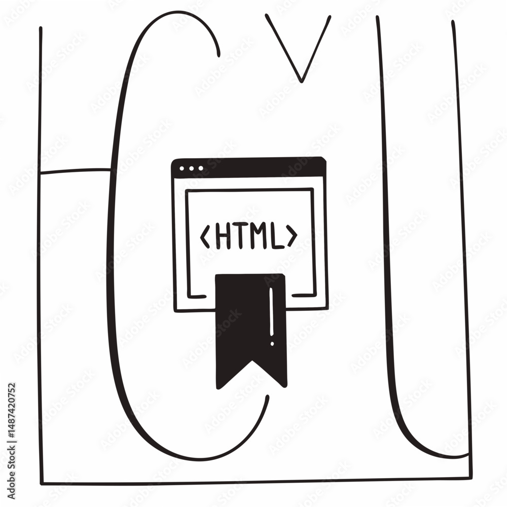 Fototapete html tag design vector white background