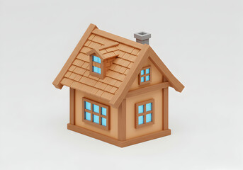 Charming Wooden House Model 3D Render