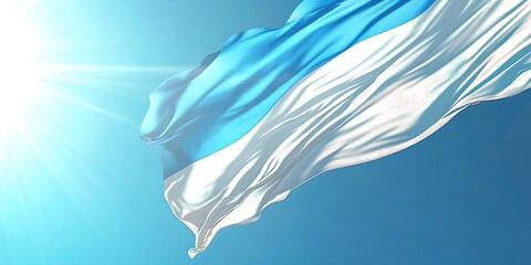 Blue White Flag Waving Sunny Sky Bright Freedom National Patriotic Symbol day art wave wind hope    