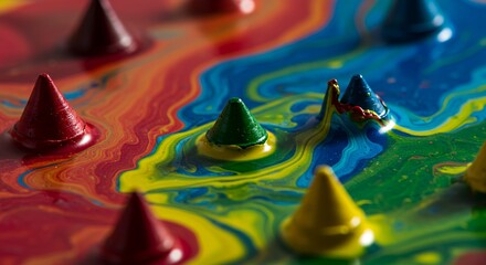 Colorful crayon melting art