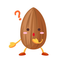 不思議そうな顔をしたかわいいアーモンドのキャラクター