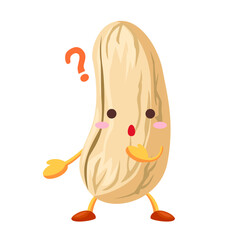 不思議そうな顔をしたかわいいカシューナッツのキャラクター