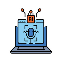 voice recognition language training color flat icon for digital and print projects.