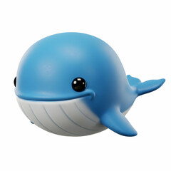 Cute Blue Whale Cartoon 3D Render