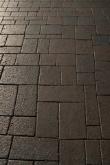 Brown textured stone pavement in natural sunlight
