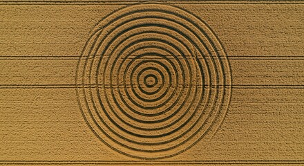 Crop Circle Pattern in Wheat Field Aerial View