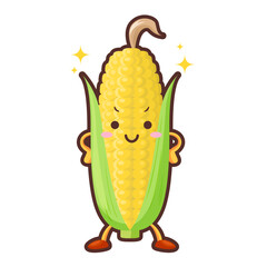 得意気な顔をしたかわいいトウモロコシのイラスト