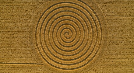 Fototapeta premium Aerial View of Spiral Crop Circle on Field