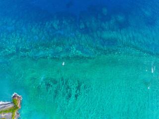 奄美大島、日本、珊瑚礁の島、ドローン撮影。