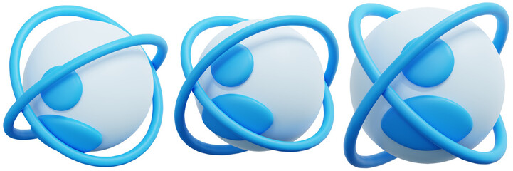 Set of Abstract 3D Network Icons Blue Orbs and Global Connections 3d Render Icon Illustration